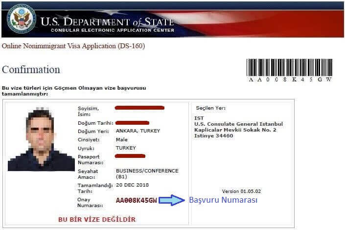 amerika vize başvuru formu çıktısı